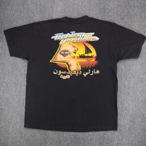 Vintage 2002 Harley Davidson Kuwait Eagle T Shirt Mens XXL‎ Black Holoubek USA